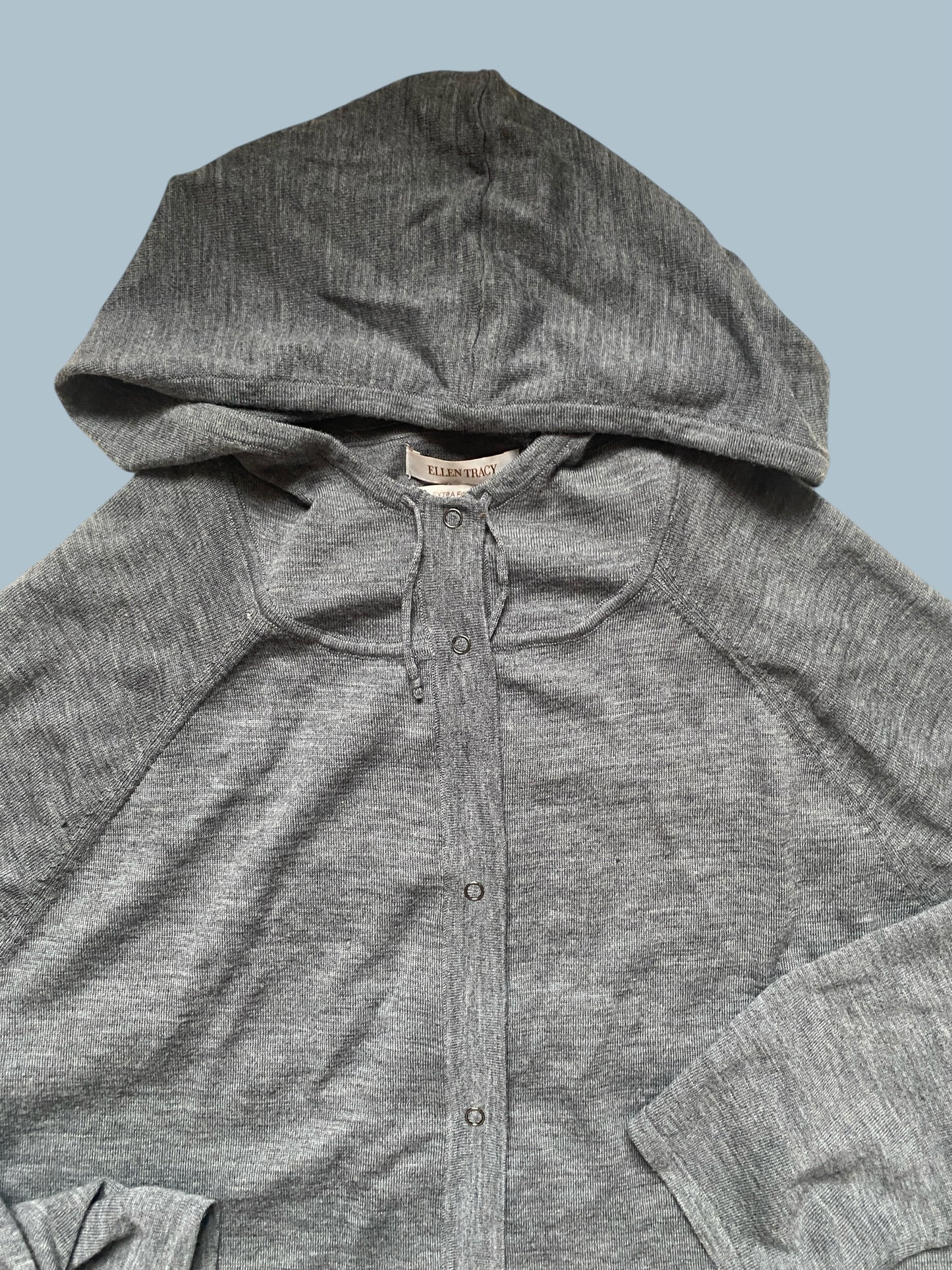 Merino wool hooded cardigan with snap closure 2XL | Ellen Tracy