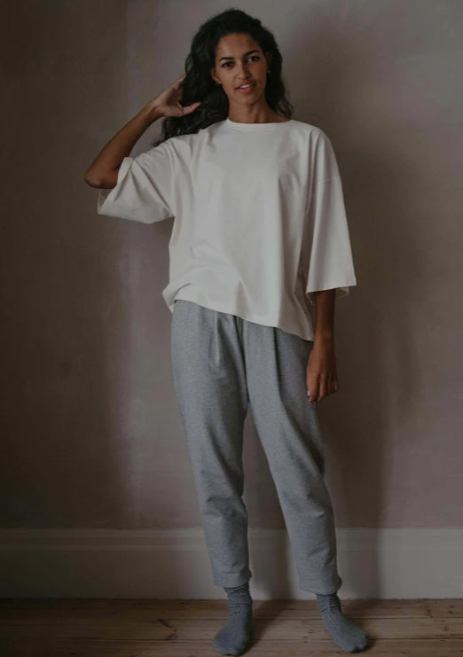 Organic cotton ‘The Cozy Trousers’  adult in grey melange adult 14 US | The Simple Folk