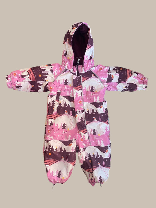 Pink and purple forest print snow suit Lappi 12-18m (80) | Reima