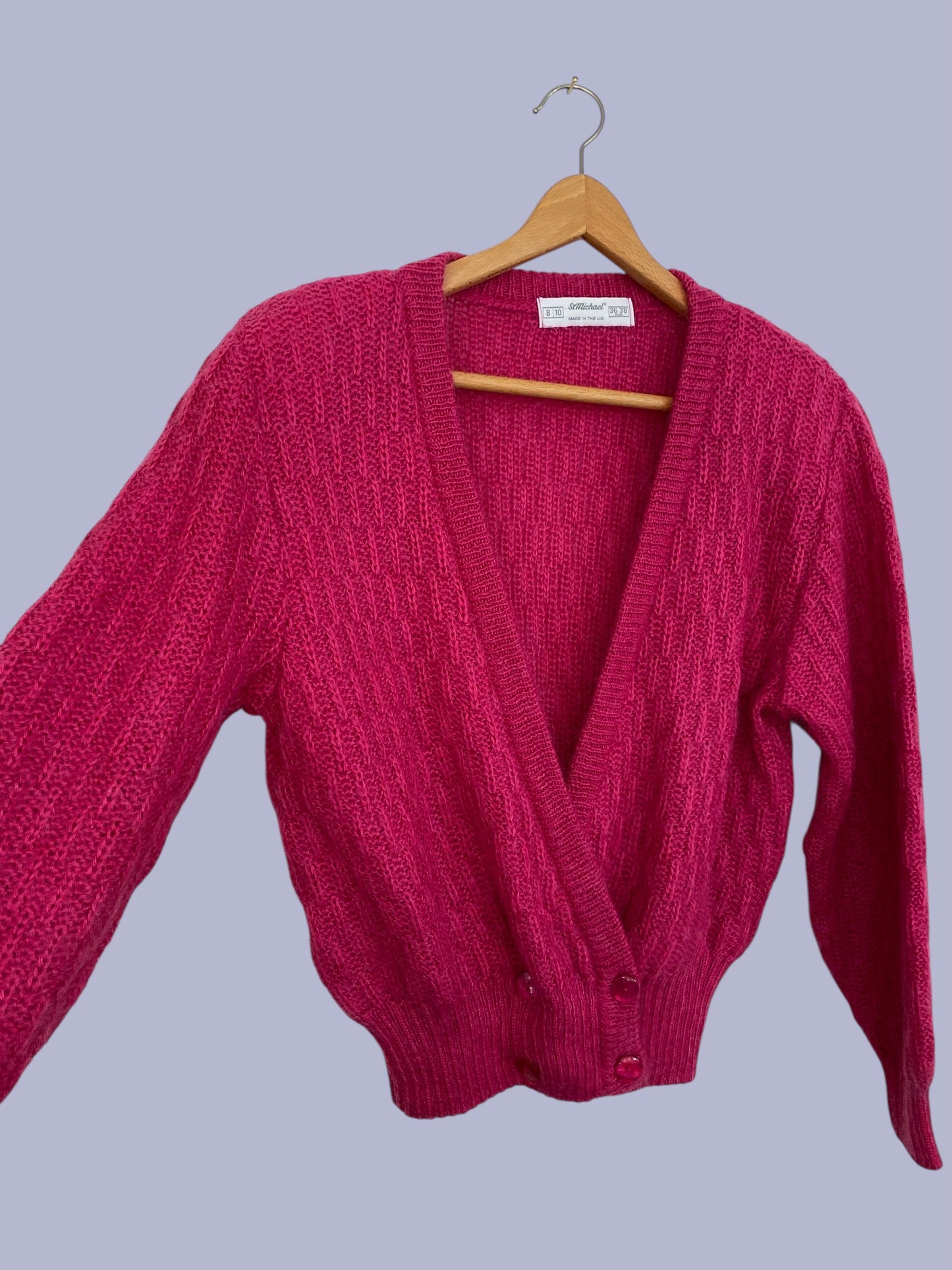 Mohair blend hot pink cardigan women's small (36/38 EU) | St Michael