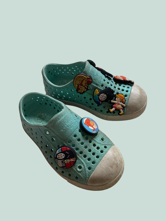 Sparkly sandals with Studio Ghibli jibbitz US 7 Little Kid | Native