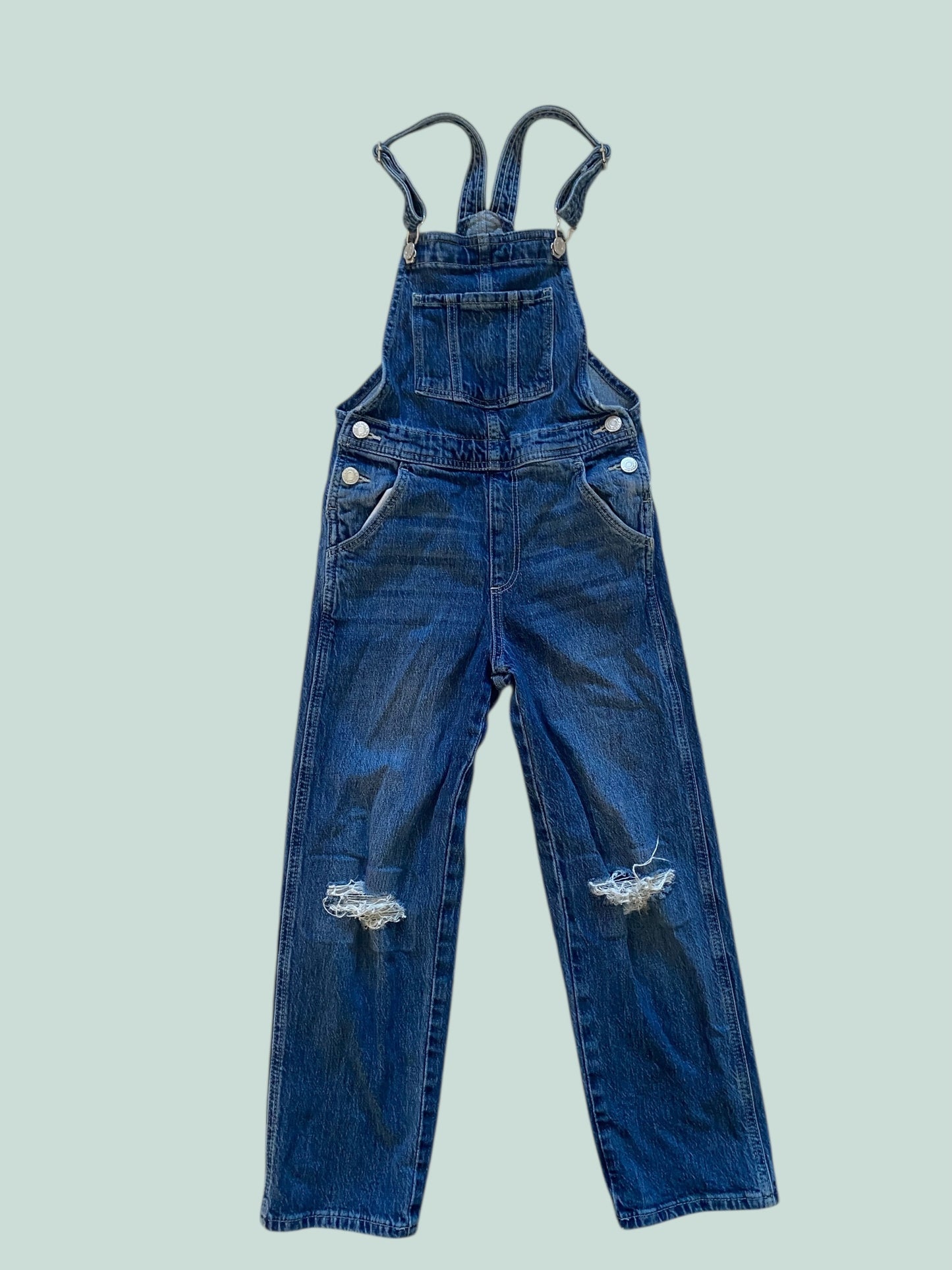 Cotton denim distressed overalls 7-8Y | H&M