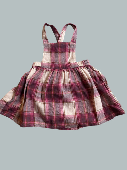 Checkered cotton pinafore dress 3-6| F&F