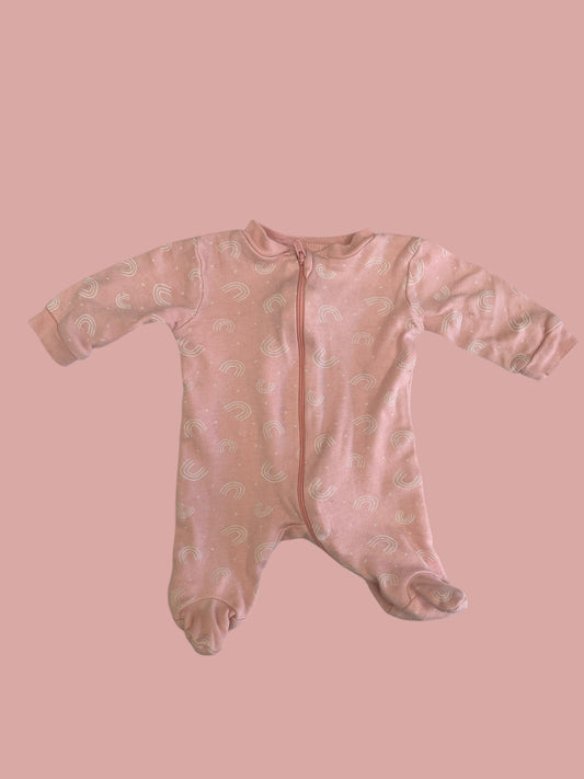 Cotton rainbow zip sleeper preemie | George