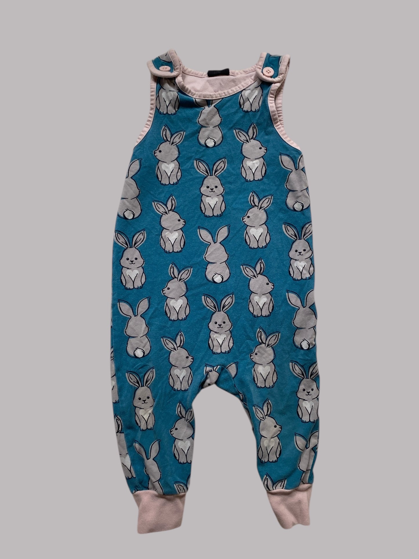 Organic cotton bunny dungarees 9-12m (74, generous) | Maxomorra