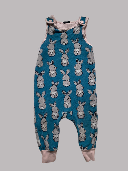 Organic cotton bunny dungarees 9-12m (74, generous) | Maxomorra