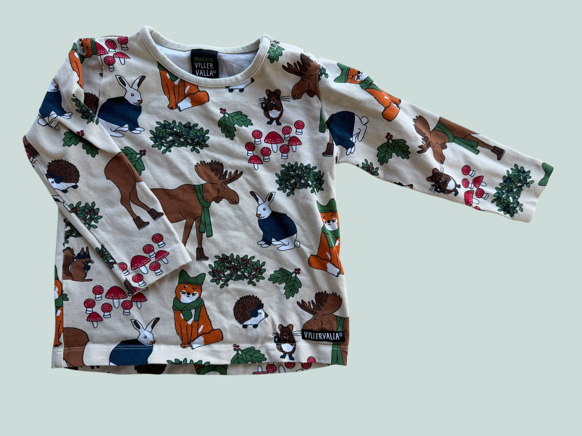 Organic cotton woodland animals long sleeve top 2-3Y  | Villervalla