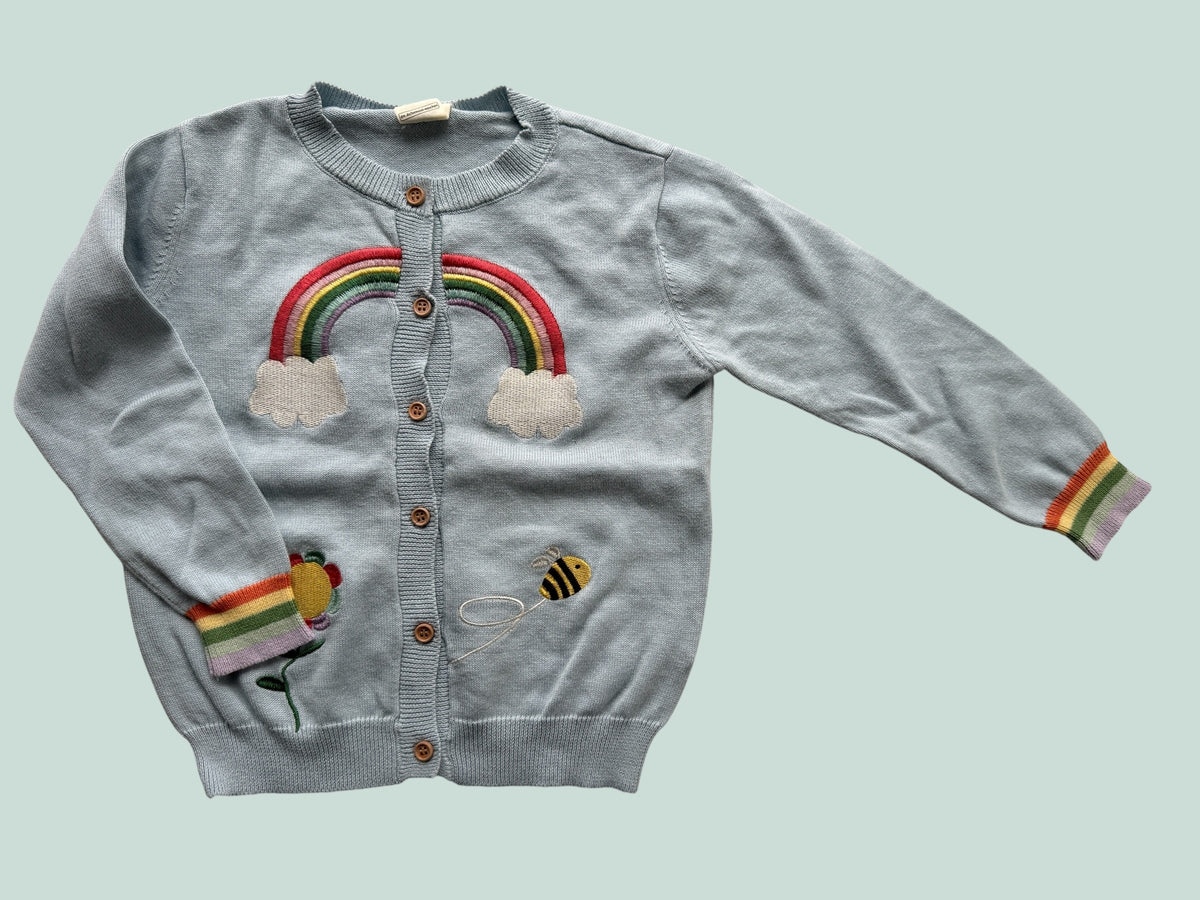 Organic cotton knit light rainbow cardigan 3Y (98) | Alana