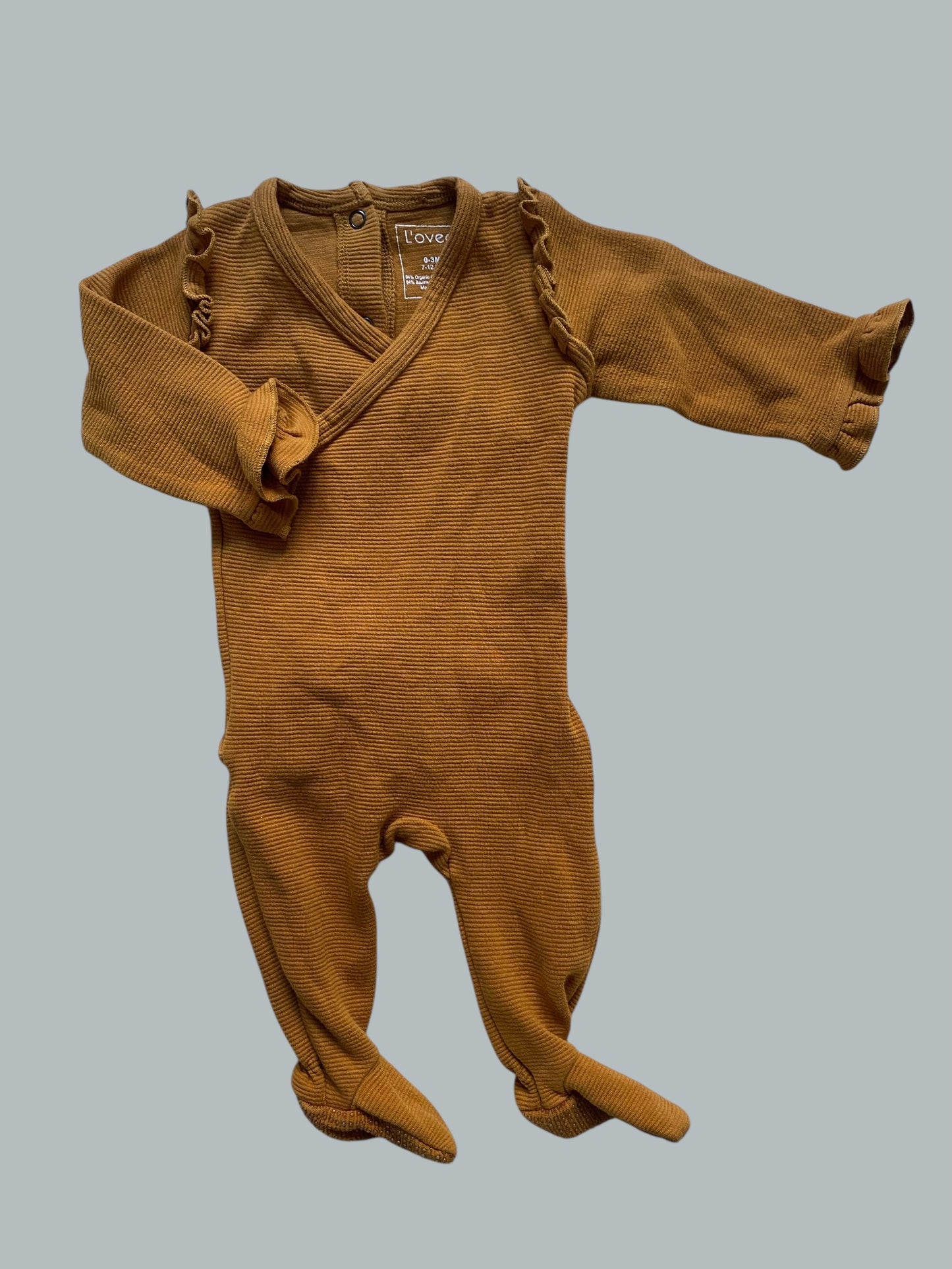 Organic cotton footed ochre sleeper 0-3m | L'oved Baby