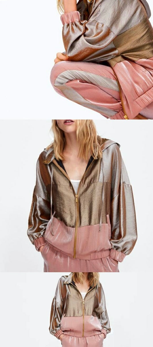 Shiny satin bomber jacket women's medium | Zara