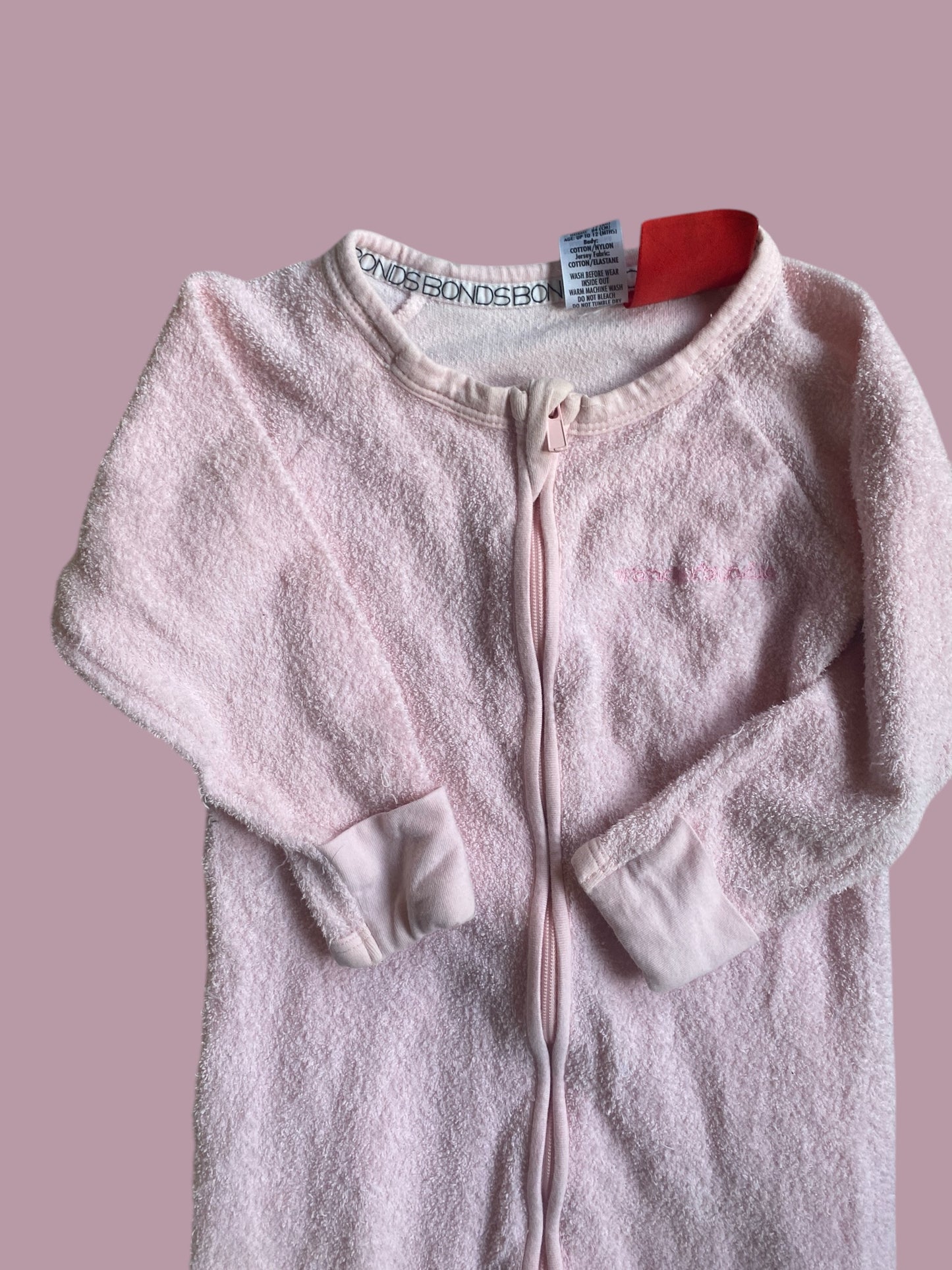 Pink terry sleepsack 0-12m (size 1) | Bonds