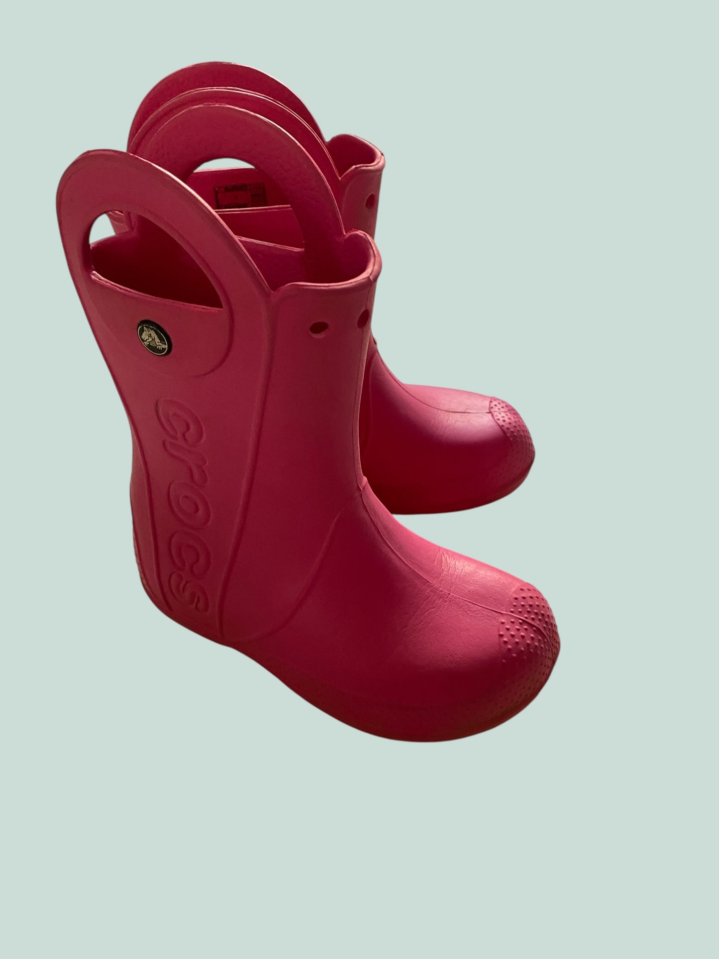 Pink rubber rain boots 1US Big Kids | Crocs