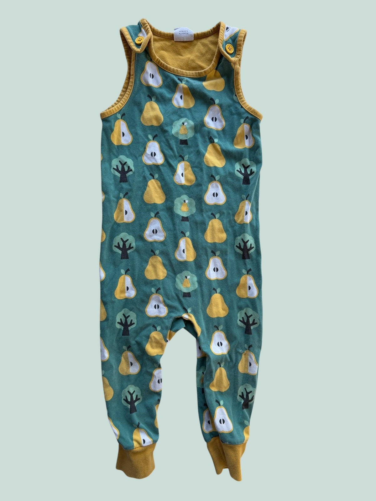Organic cotton pear dungaree 18m (generous) | Maxomorra