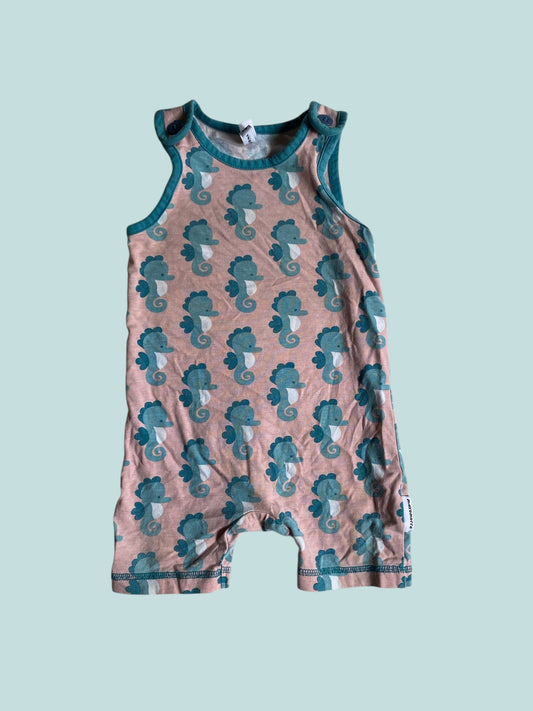 Organic cotton seahorse romper 3-6m (62) | Maxomorra