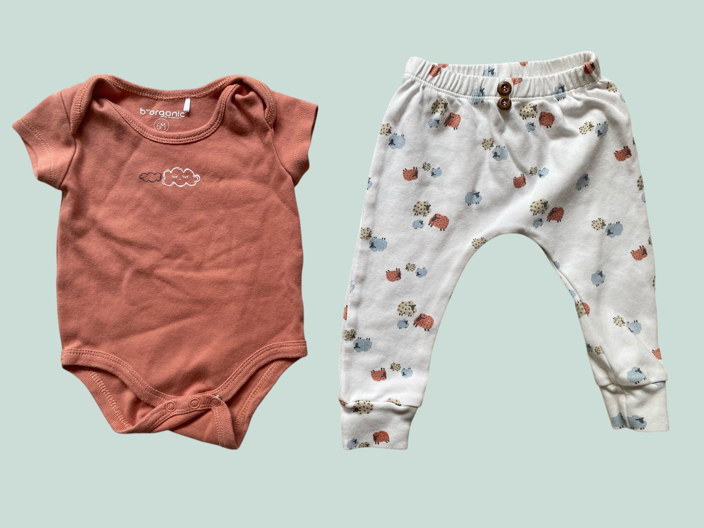 Organic cotton onesie + pants set 6m | B Organic