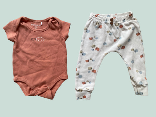 Organic cotton onesie + pants set 6m | B Organic
