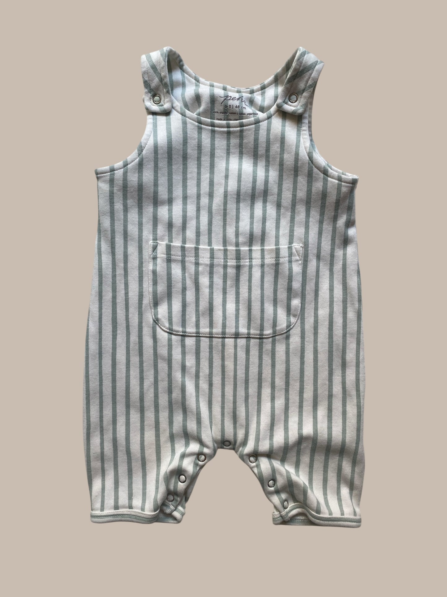 Organic cotton striped overall 0-3m | Pehr