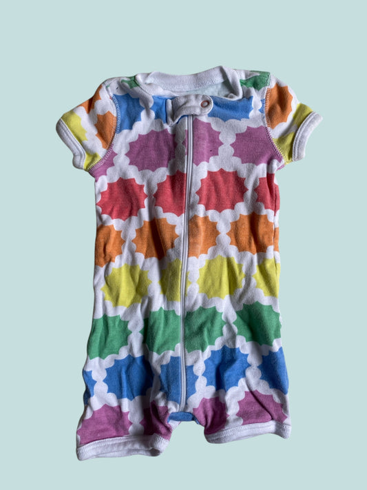 Rainbow zipper shorty organic cotton sleeper 0-3m | Primary