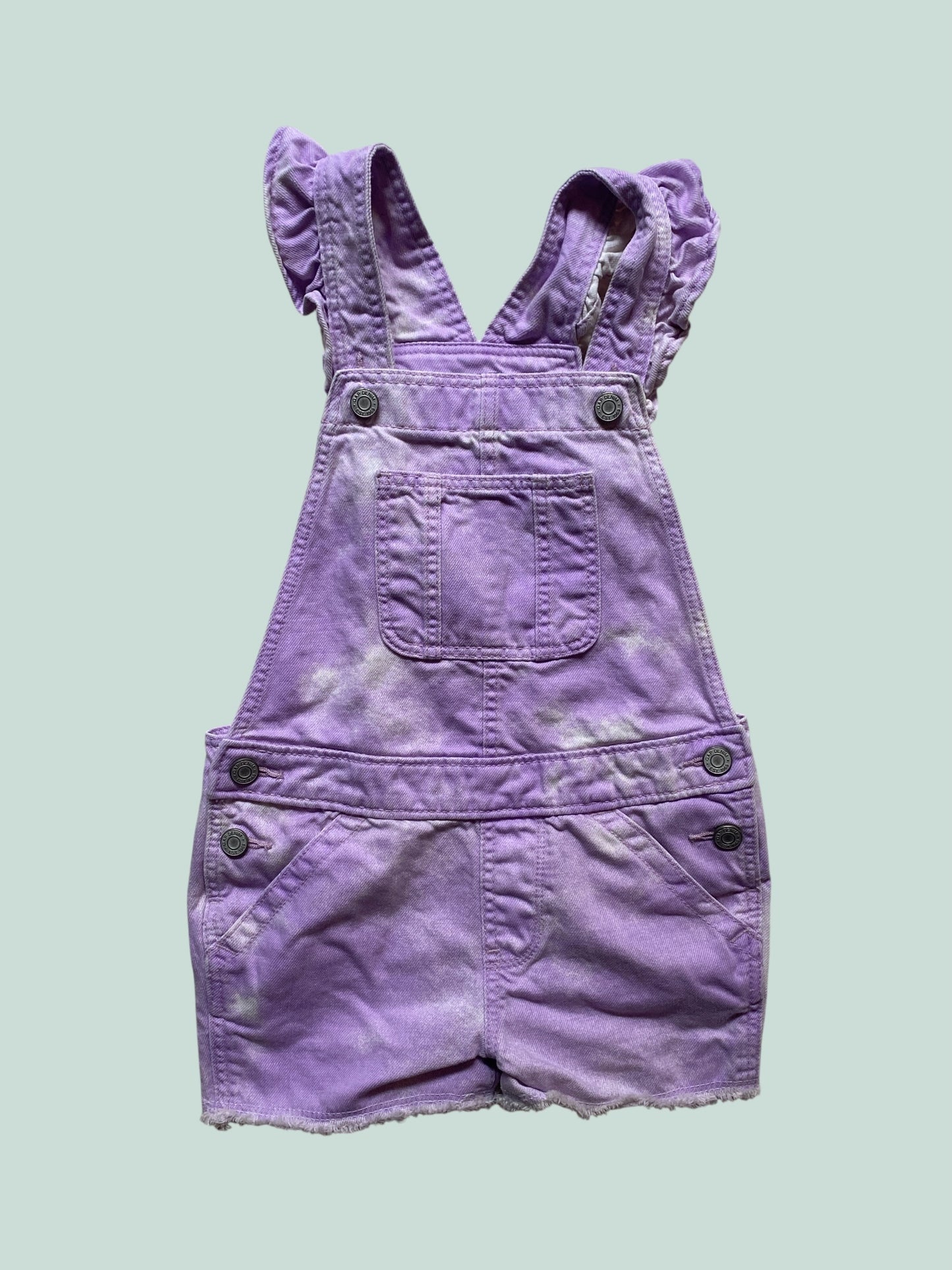 Cotton lilca tie-dye shorty overalls 5Y | Gap