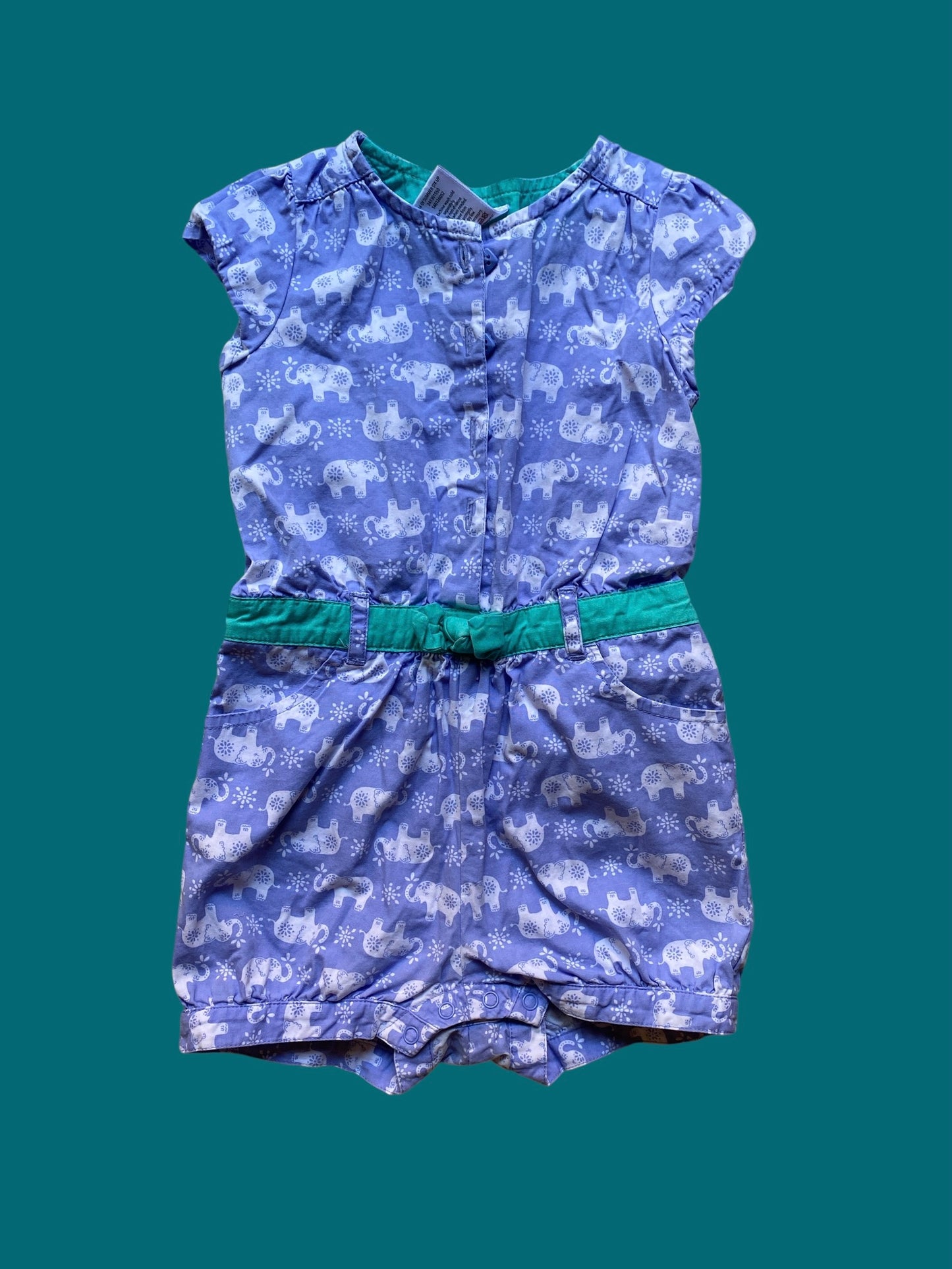 Elephant light blue cotton romper 18-24m | Gymboree