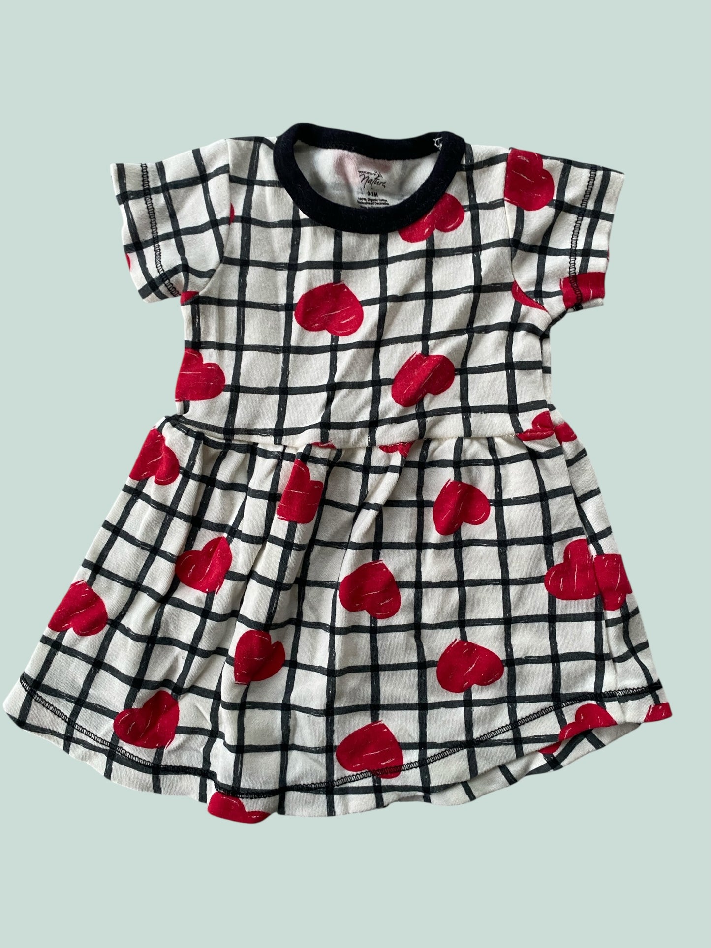 Organic cotton heart dress 0-6m | Touched by Nature