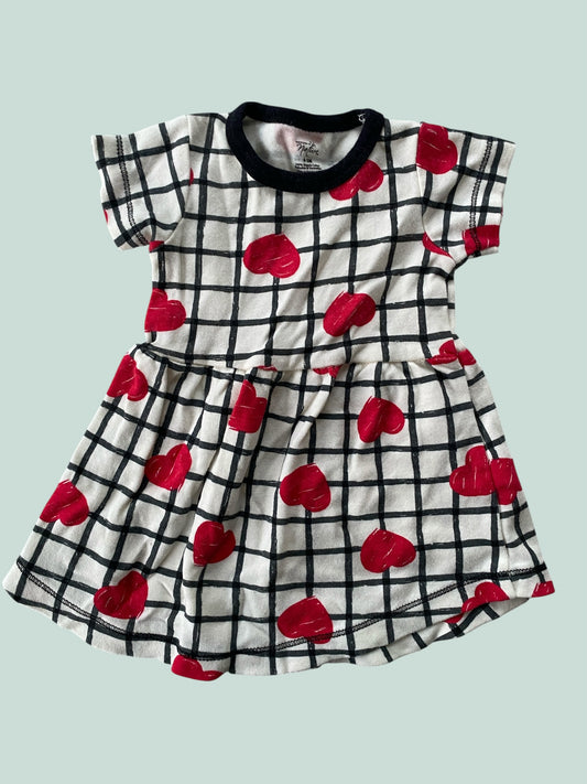 Organic cotton heart dress 0-6m | Touched by Nature