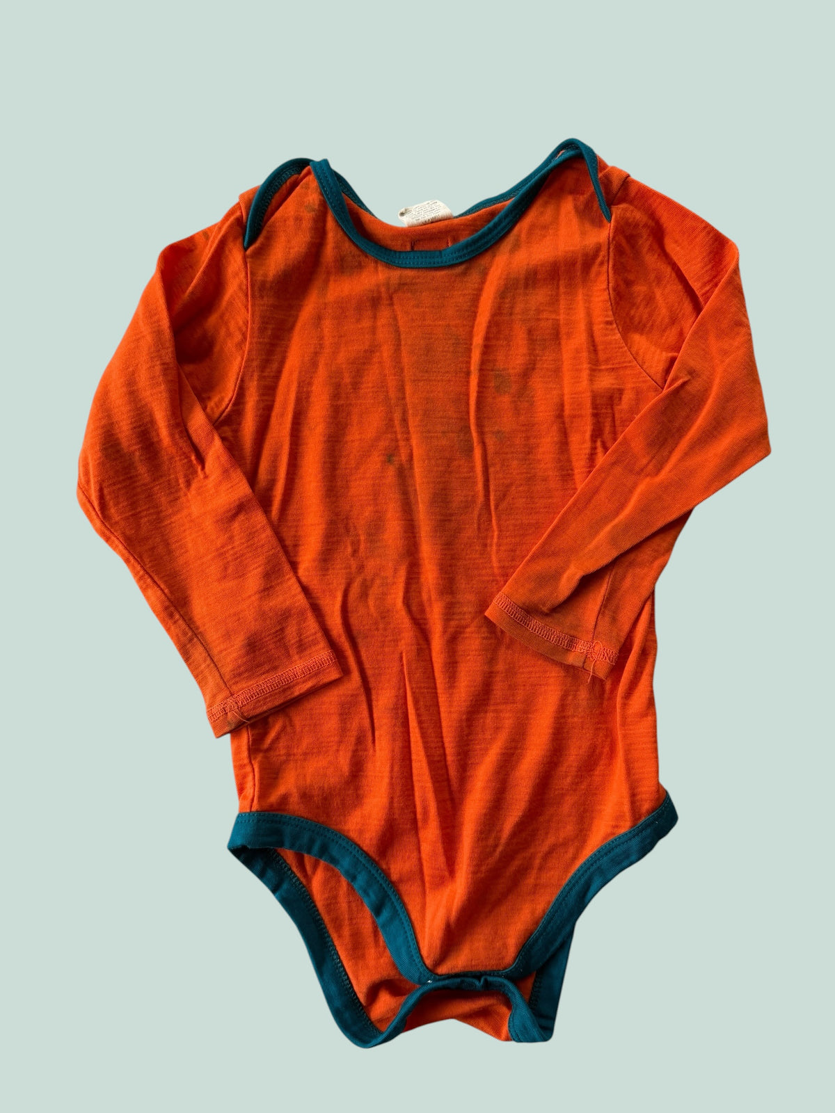 Orange merino wool onesies 12-24m | Wee Woolies