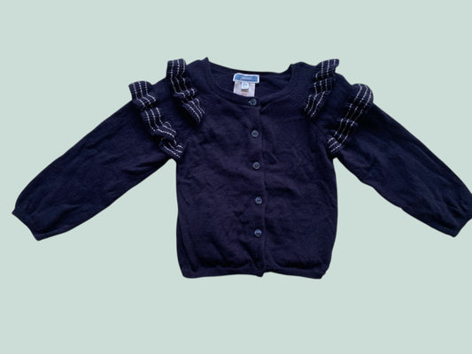 Cotton/wool blend navy cardigan 24m | Jacardi