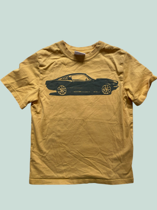 Yellow car cotton t-shirt 7-9Y (130) | Hanna Andersson