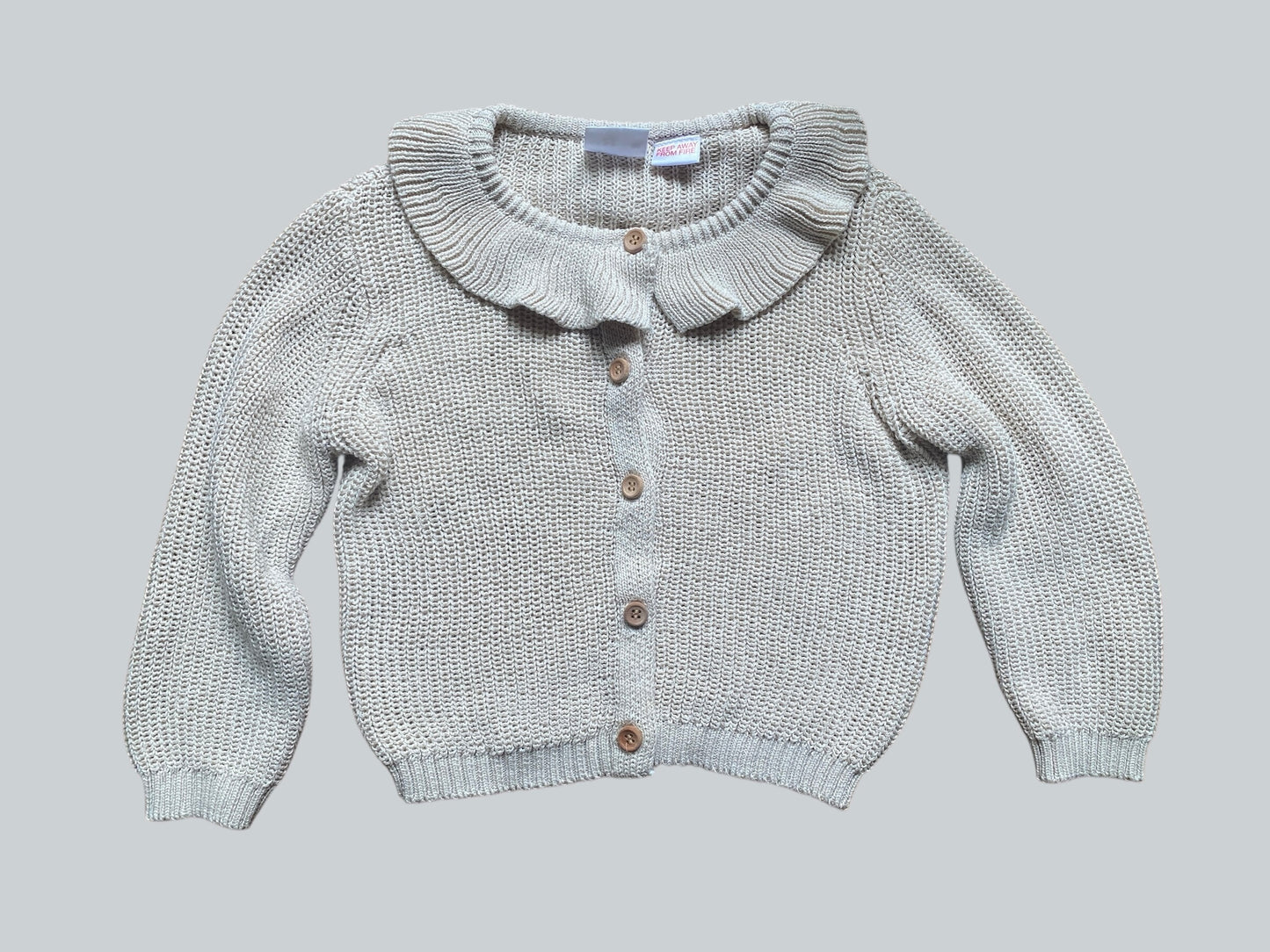 Beige knit cardigan with ruffle collar 2-3Y | Zara