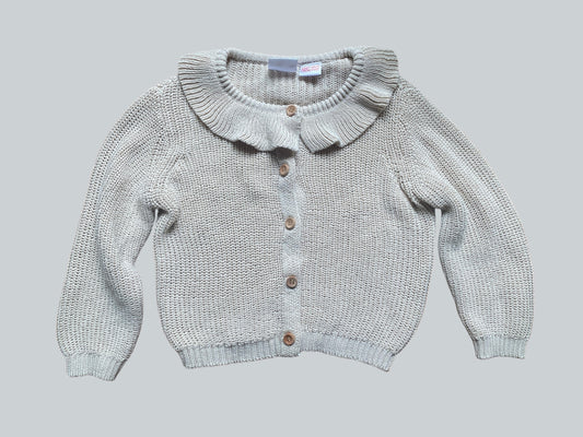 Beige knit cardigan with ruffle collar 2-3Y | Zara