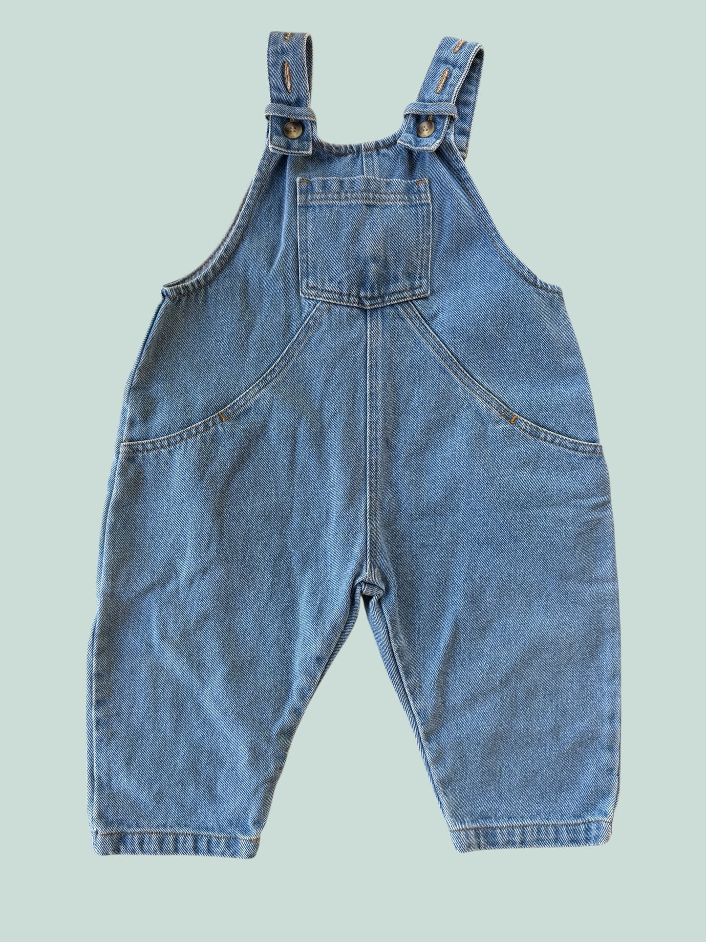 Organic cotton oversized denim dungaree 2-3Y | The Simple Folk