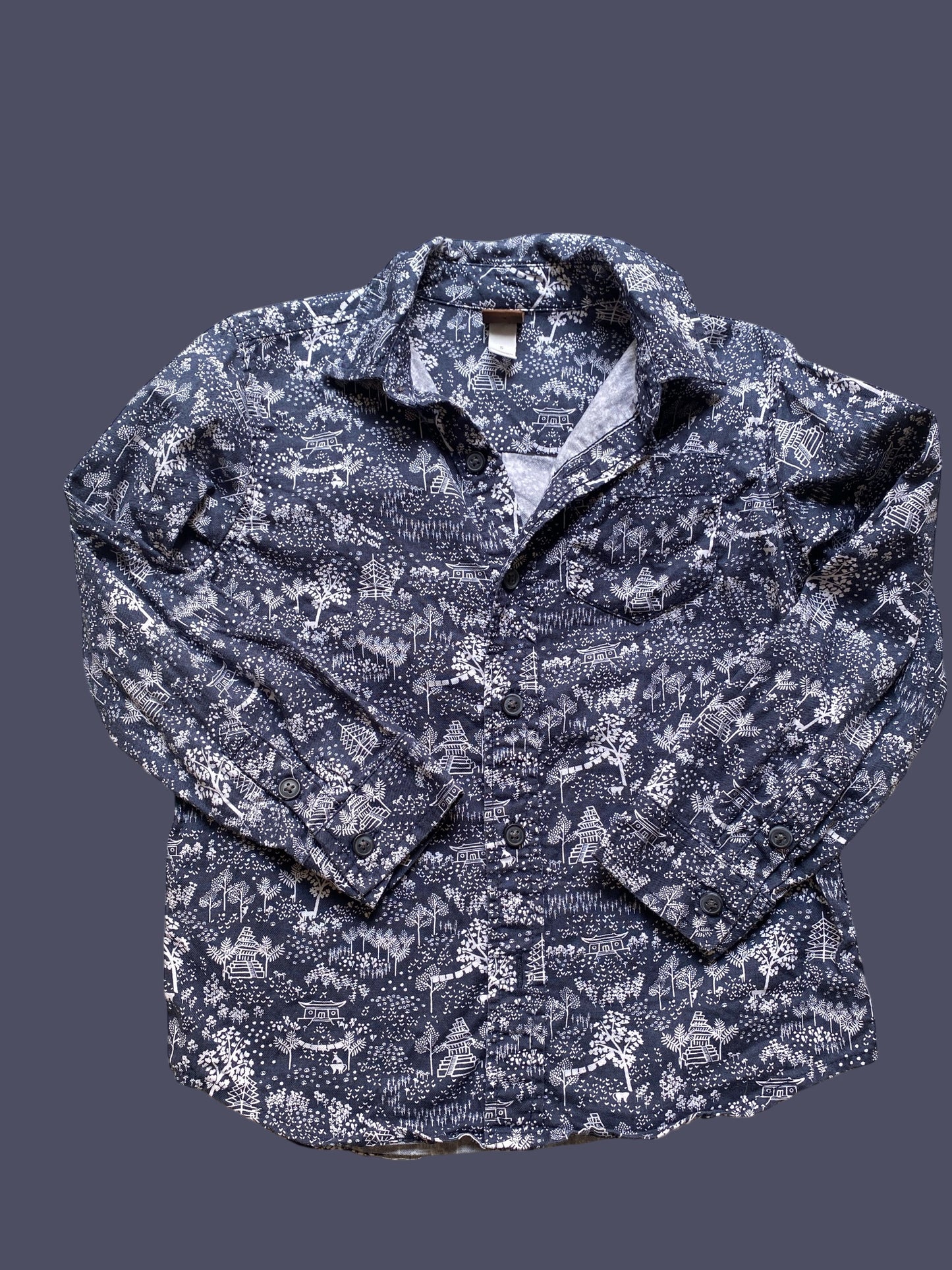 Cotton long sleeve buttoned shirt 5Y | Tea