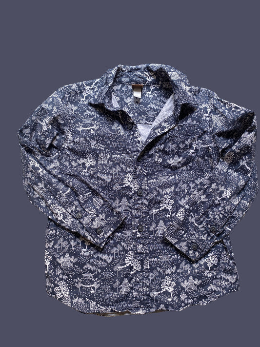 Cotton long sleeve buttoned shirt 5Y | Tea