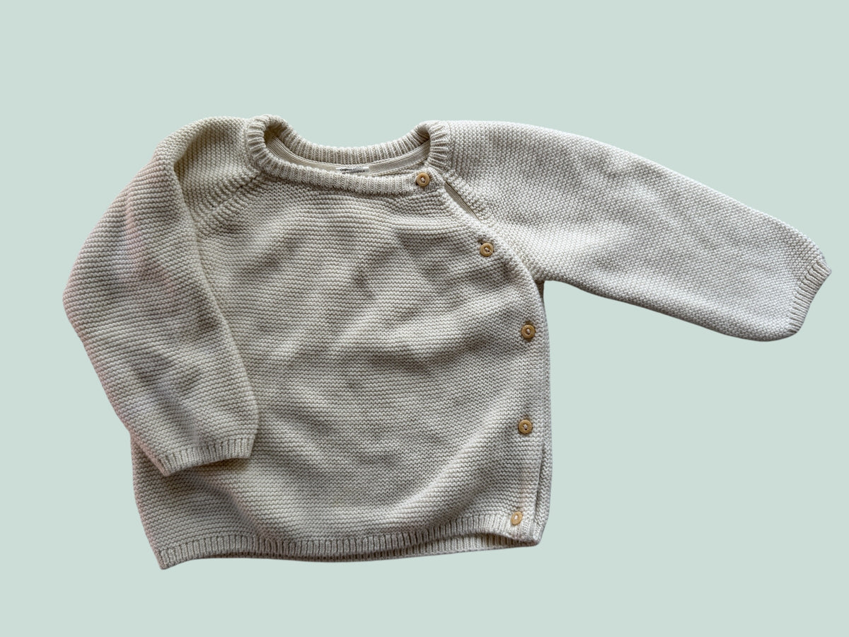 Cream organic cotton knit sweater 9m | H&M