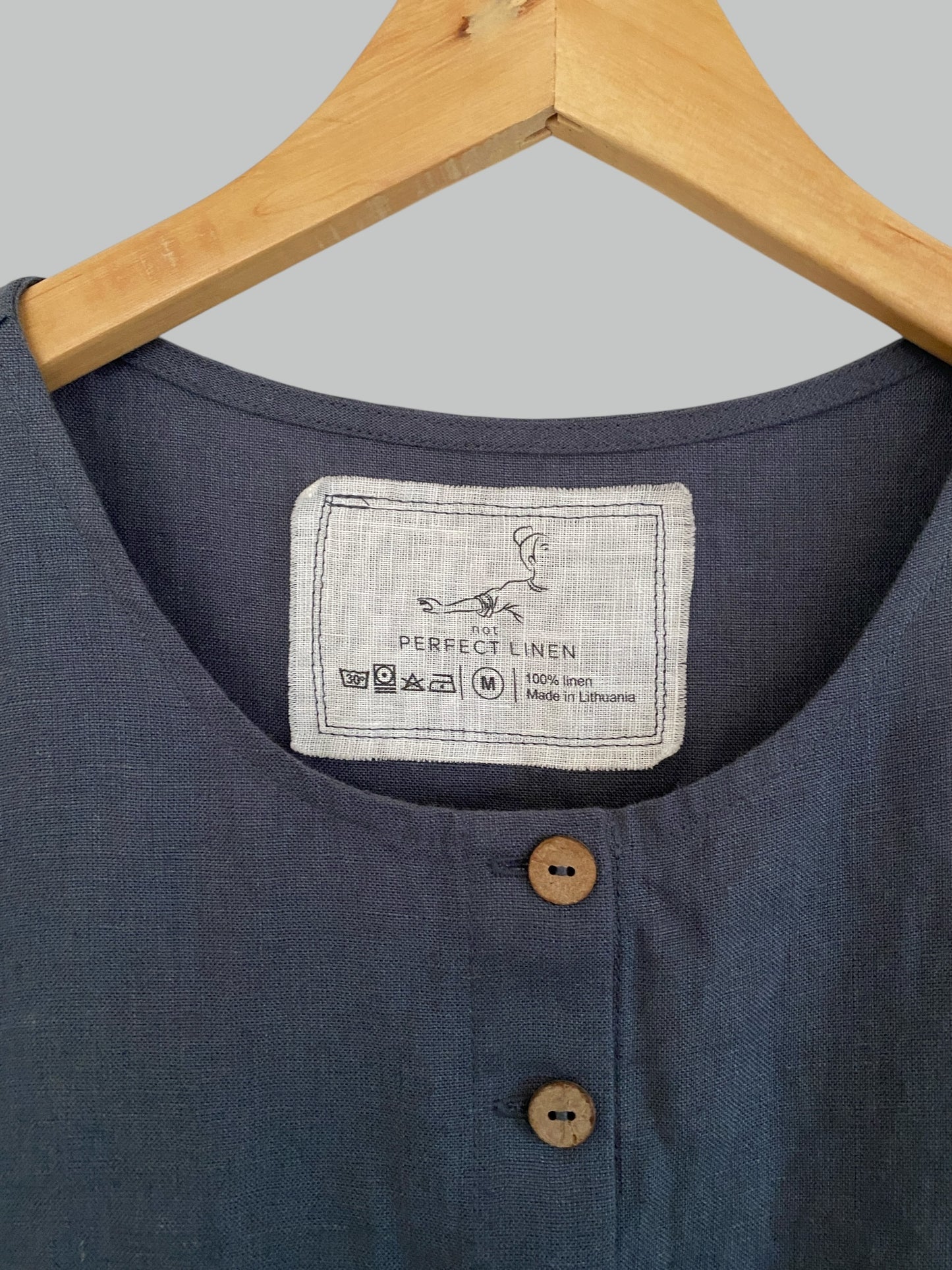 Blue-grey mama midi linen dress women's medium | Not Perfect Linen