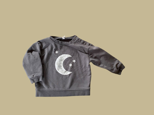 Organic cotton moon sweatshirt 6-12m | Quincy Mae