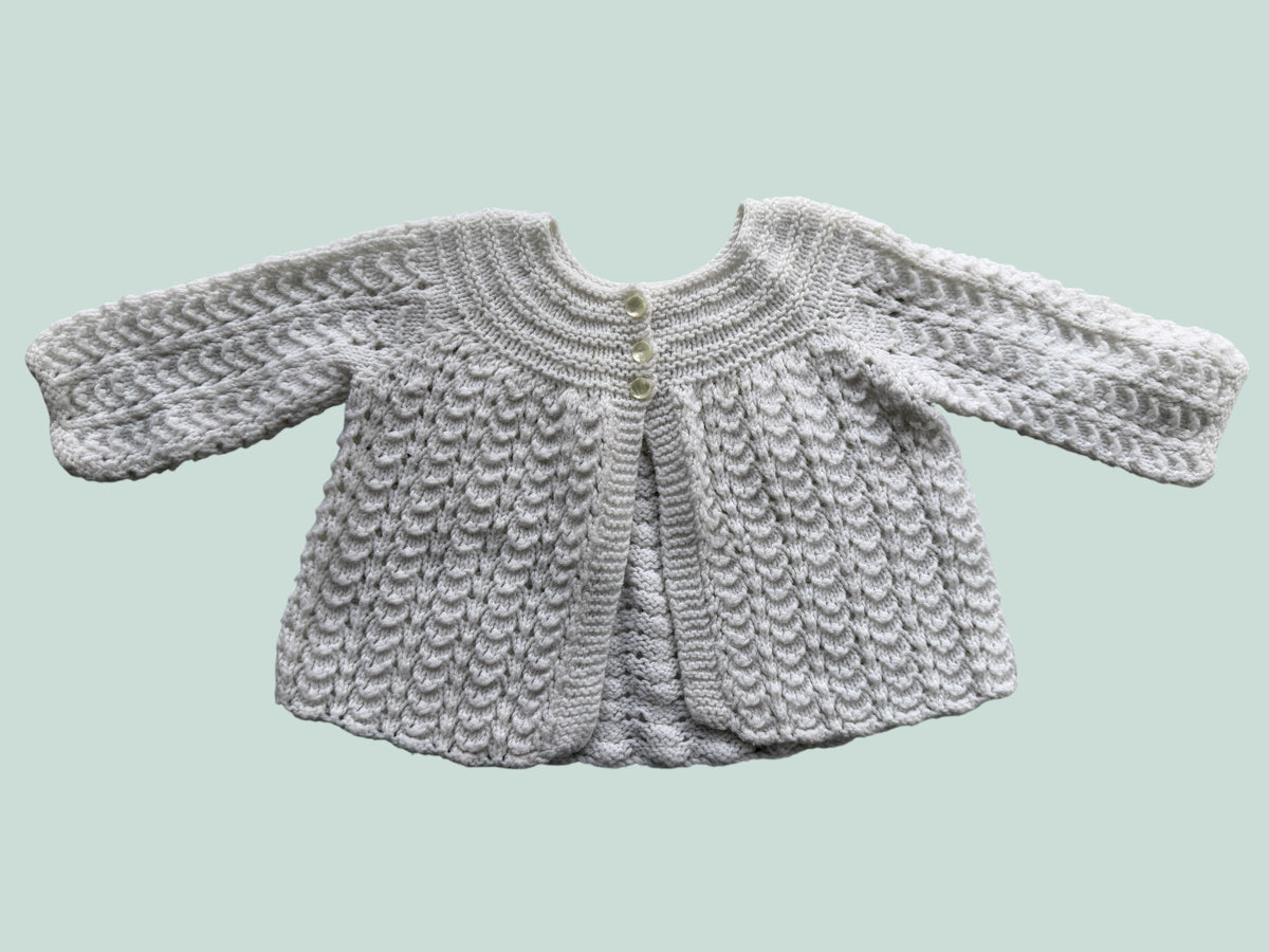 White knit cardigan 2Y | Handmade