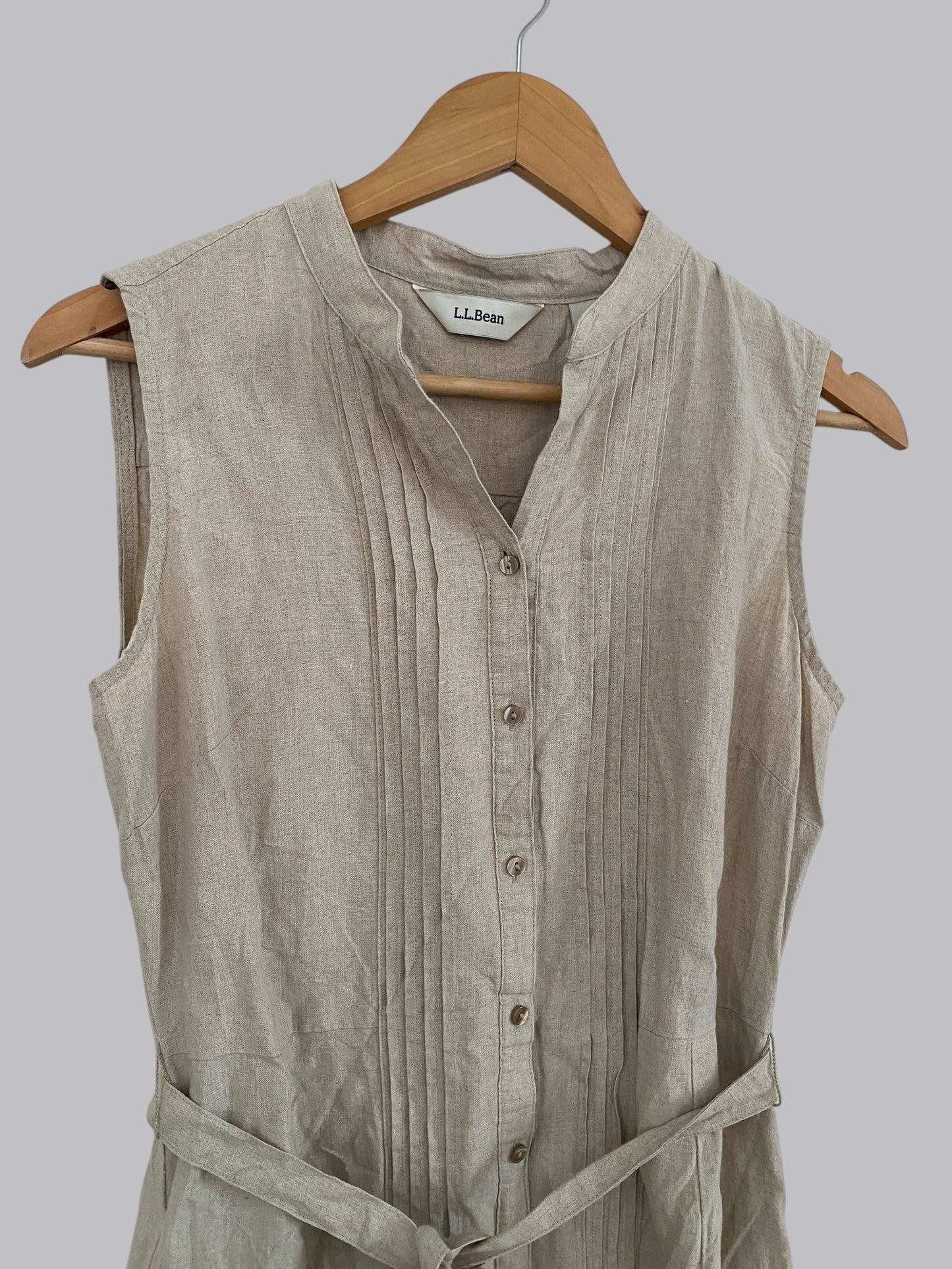 Beige linen dress women's 10 | L.L.Bean