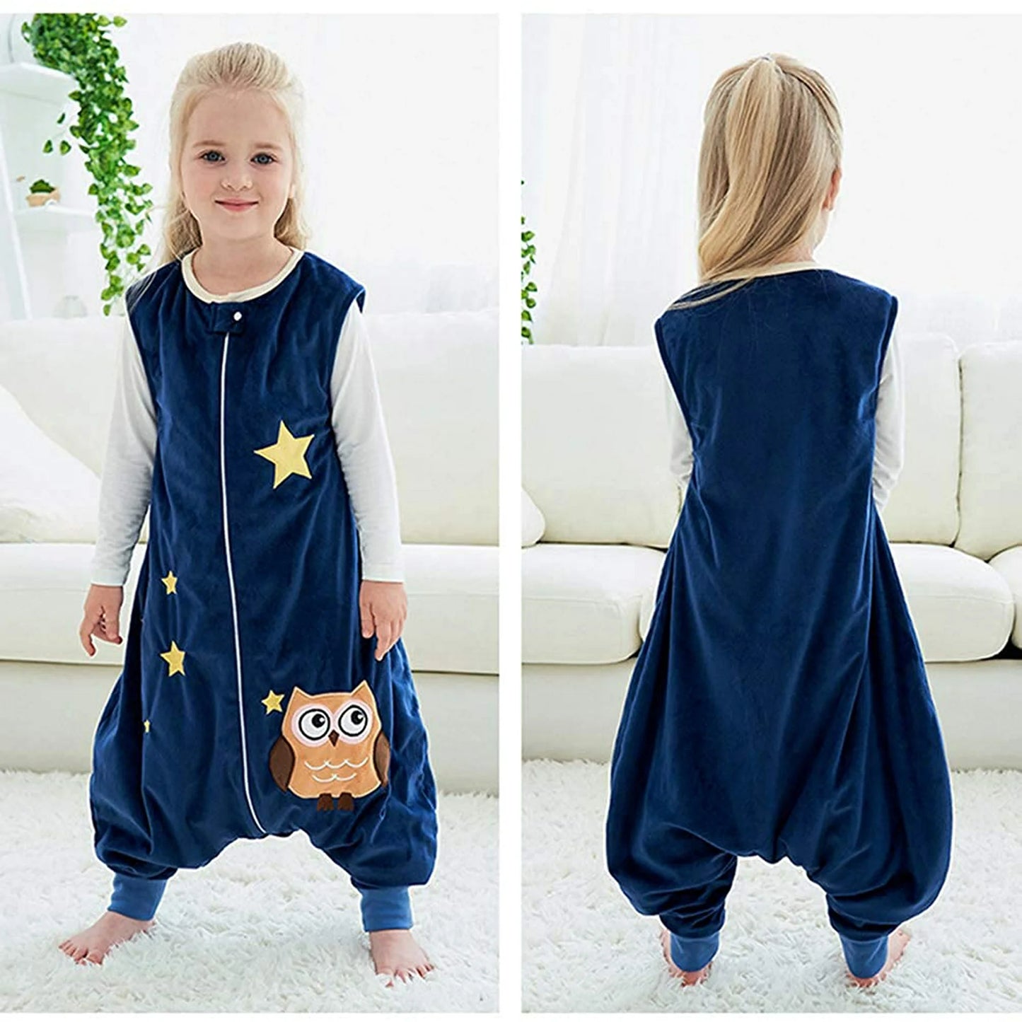 Cotton lined velour sleepsack with feet 3-5Y (M) | Michley