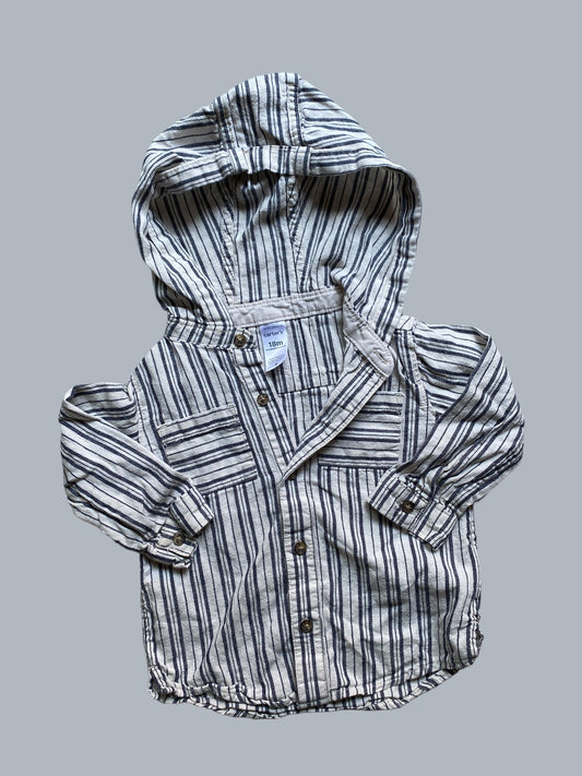 Hooded long sleeve cotton/linen shirt 18m | Carter’s