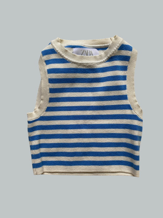 Striped knit crop top 6-7Y | Zara