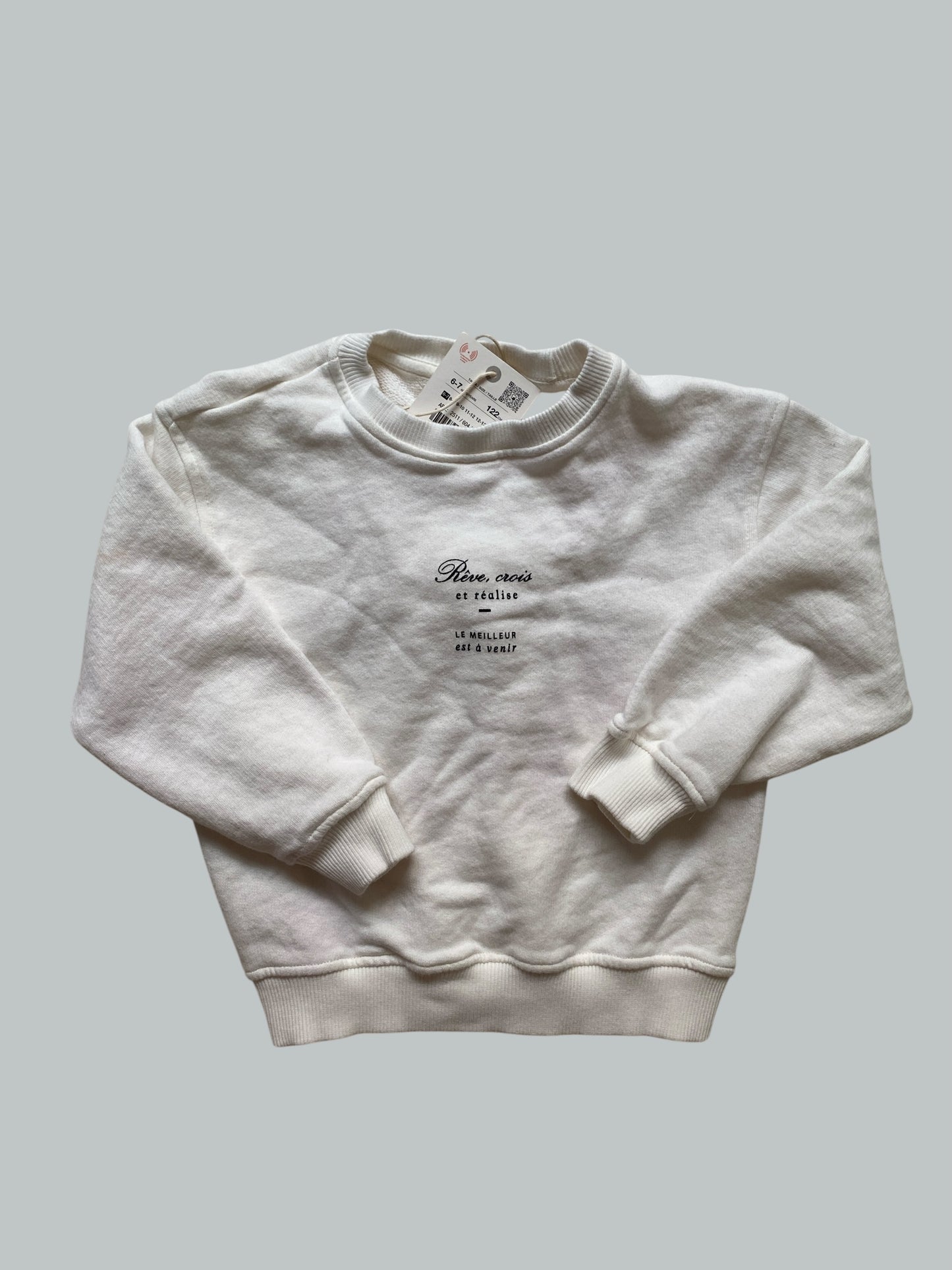 Cotton crewneck sweater 'Rêve, crois et réalise' 6-7Y | Zara NEW