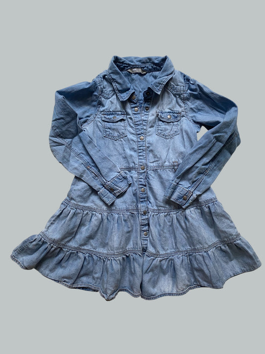 Denim long sleeve cotton dress 5-6Y (116) | Lindex