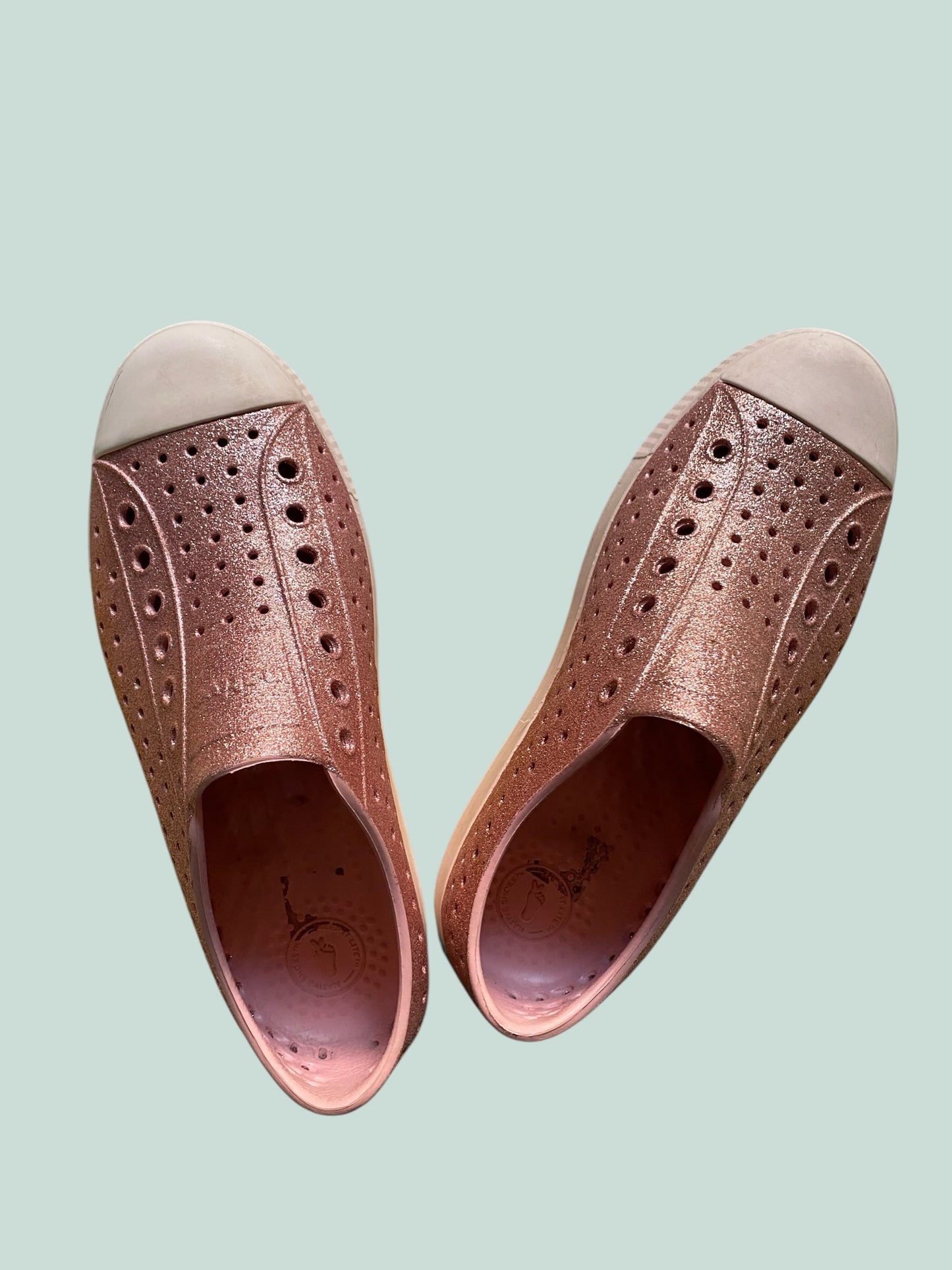 Pink glitter Jefferson slip on sandals women’s 8 US / men’s 6 US | Native