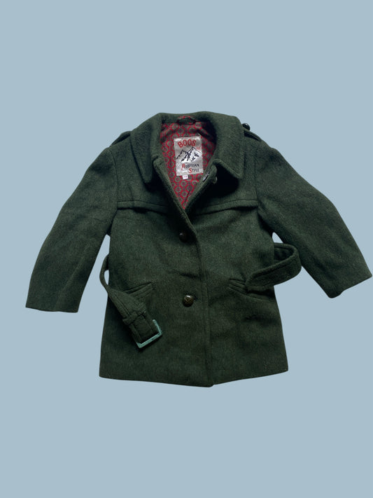 Dark green vintage Austrian wool coat 4-5Y (110) | Boos