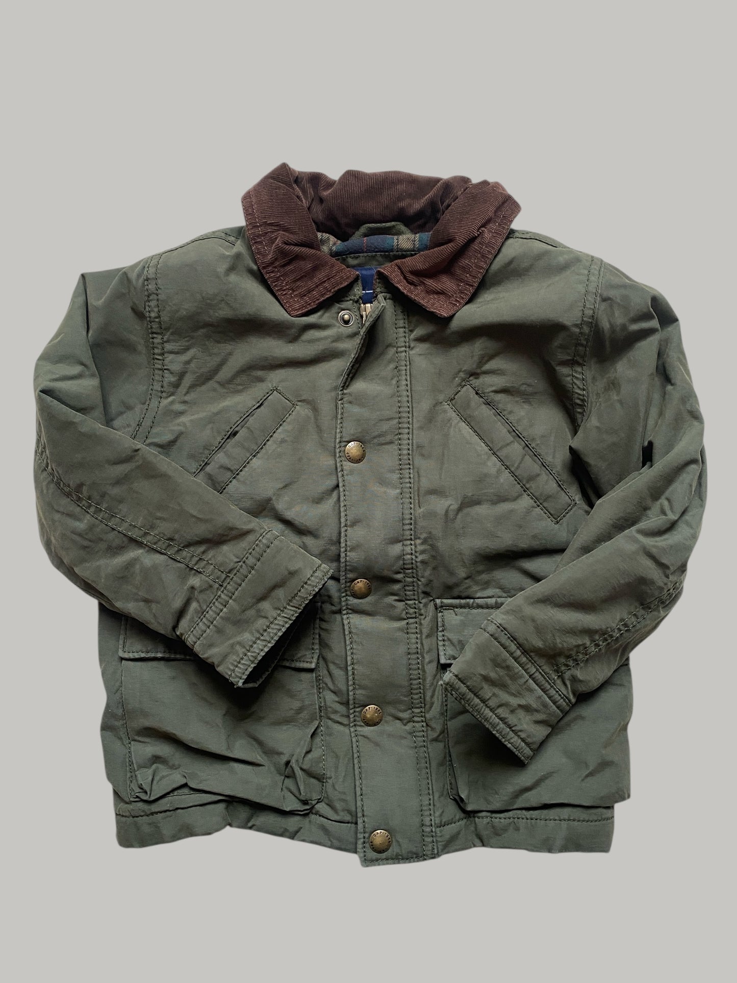 Dark green flannel lined coat 4Y | Gap
