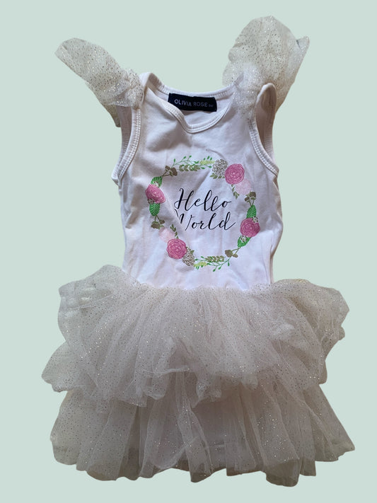 Cotton and tulle onesie 6-12m | Olivia Rose