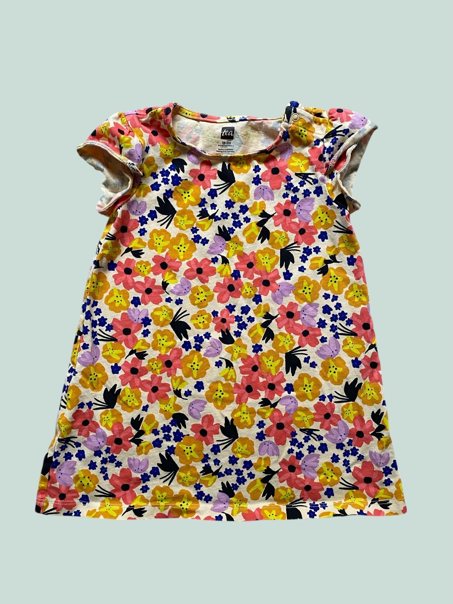 Cotton flower short sleeve dress 18-24m | Tea Collection
