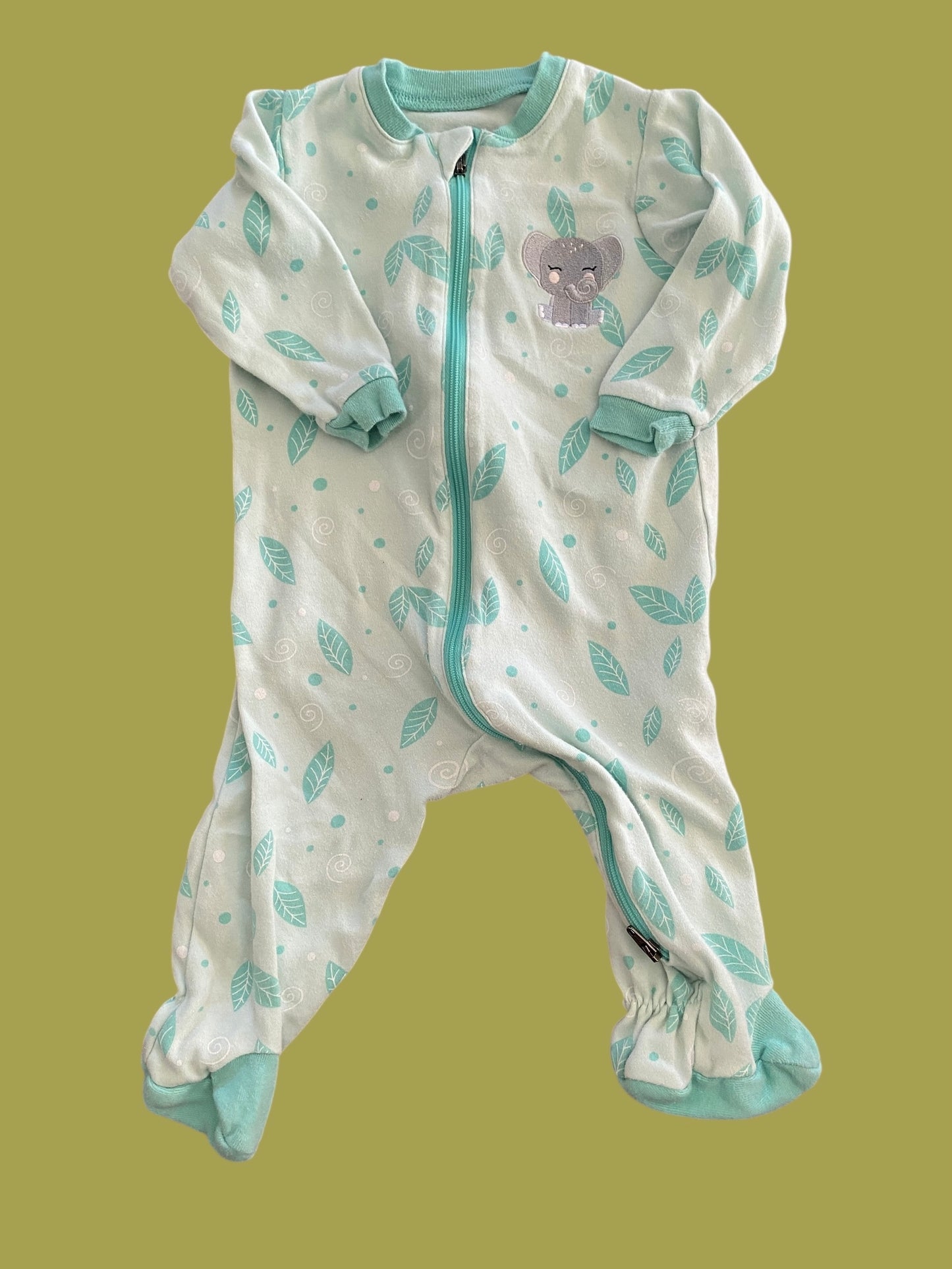 Cotton footed elephant two-way zip  sleeper 6m | Tuffy